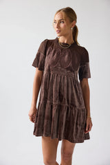 Banks Velvet Mini Dress in Brown FINAL SALE