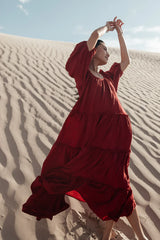 Corinne Tiered Maxi Dress in Red FINAL SALE