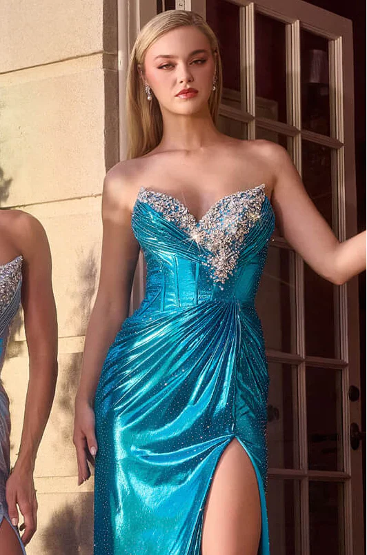 Atlantis Gown Strapless Metallic Lamé Evening Dress