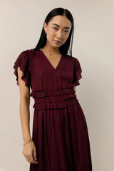 Willa Ruffle Dress in Burgundy FINAL SALE