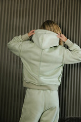 Mattie Faux Shearling Hoodie in Sage FINAL SALE