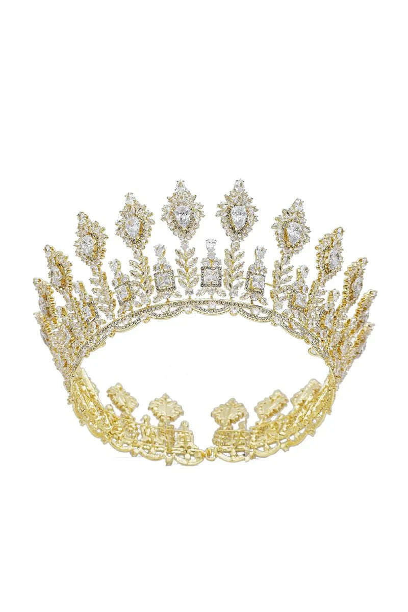 Silver Large 5A Cubic Zirconia Round Tiara
