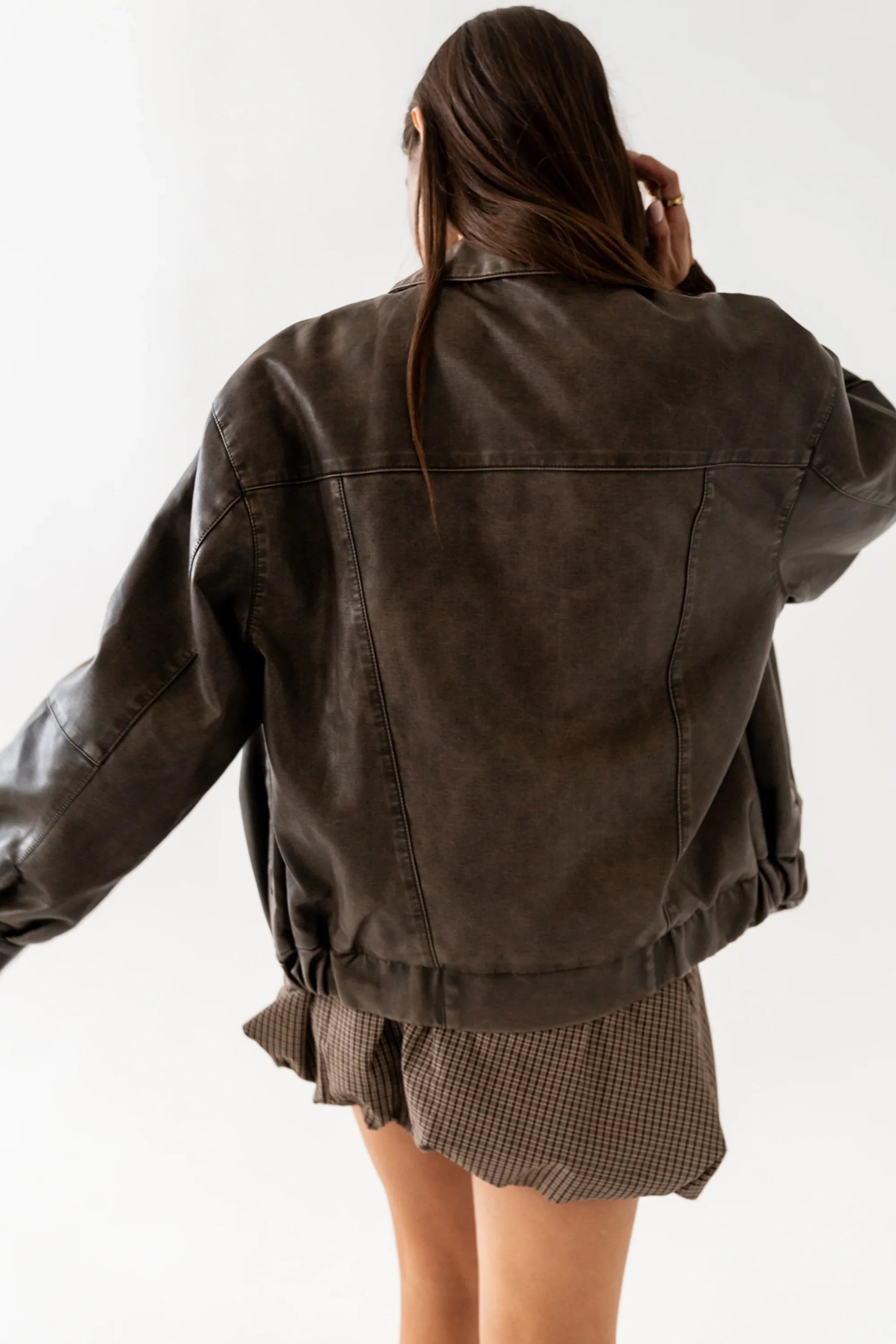 Brecken Vegan Leather Jacket in Brown FINAL SALE