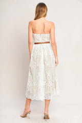 ELEGANT GARDEN LACE MIDI DRESS