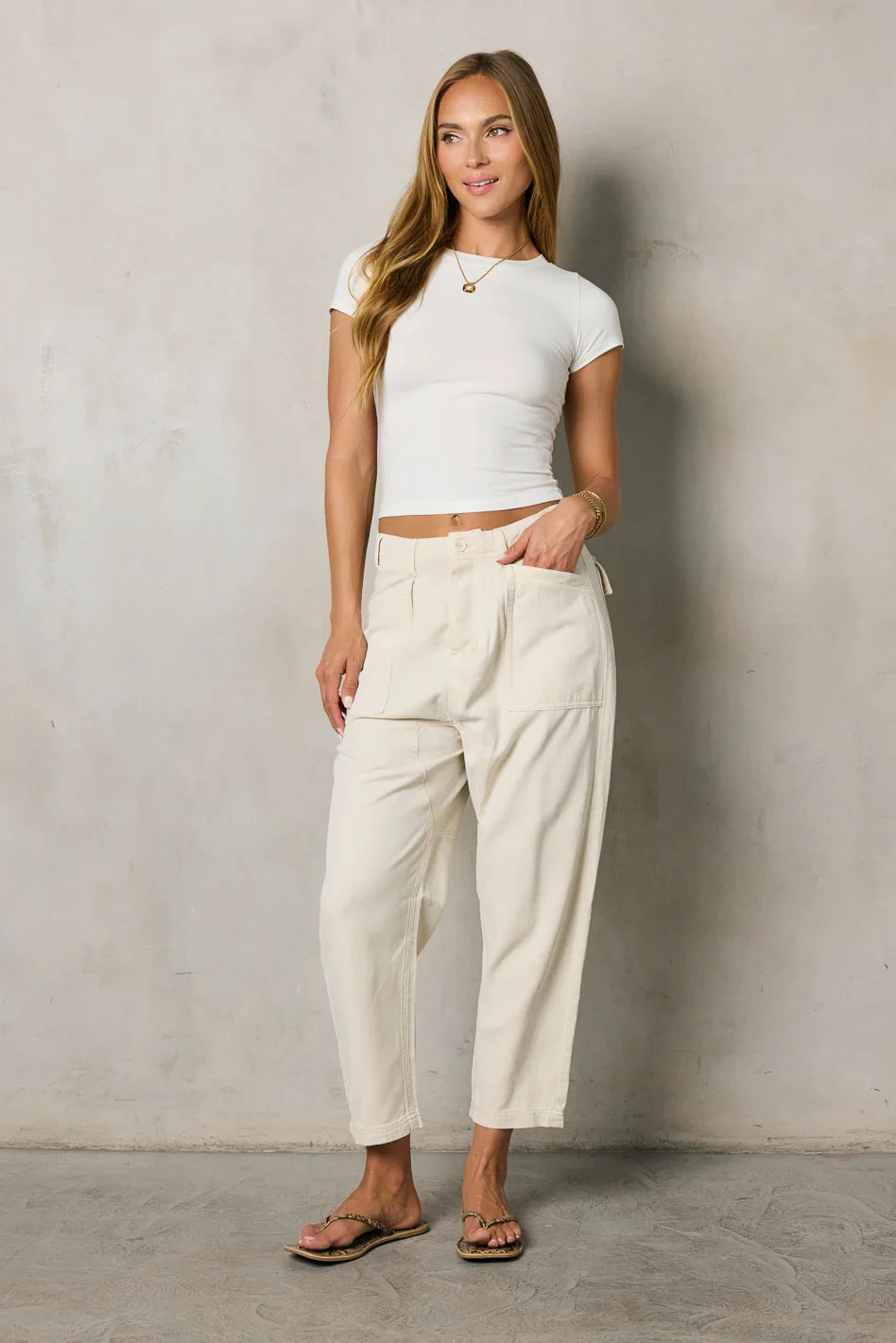 Rosie Tencel Loose Pants in Beige FINAL SALE