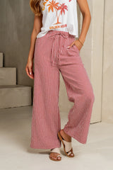 Ada Gingham Wide Leg Pants in Red FINAL SALE