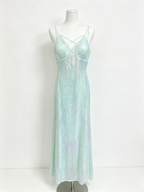 Mint Sequin Crisscross Back Maxi Dress