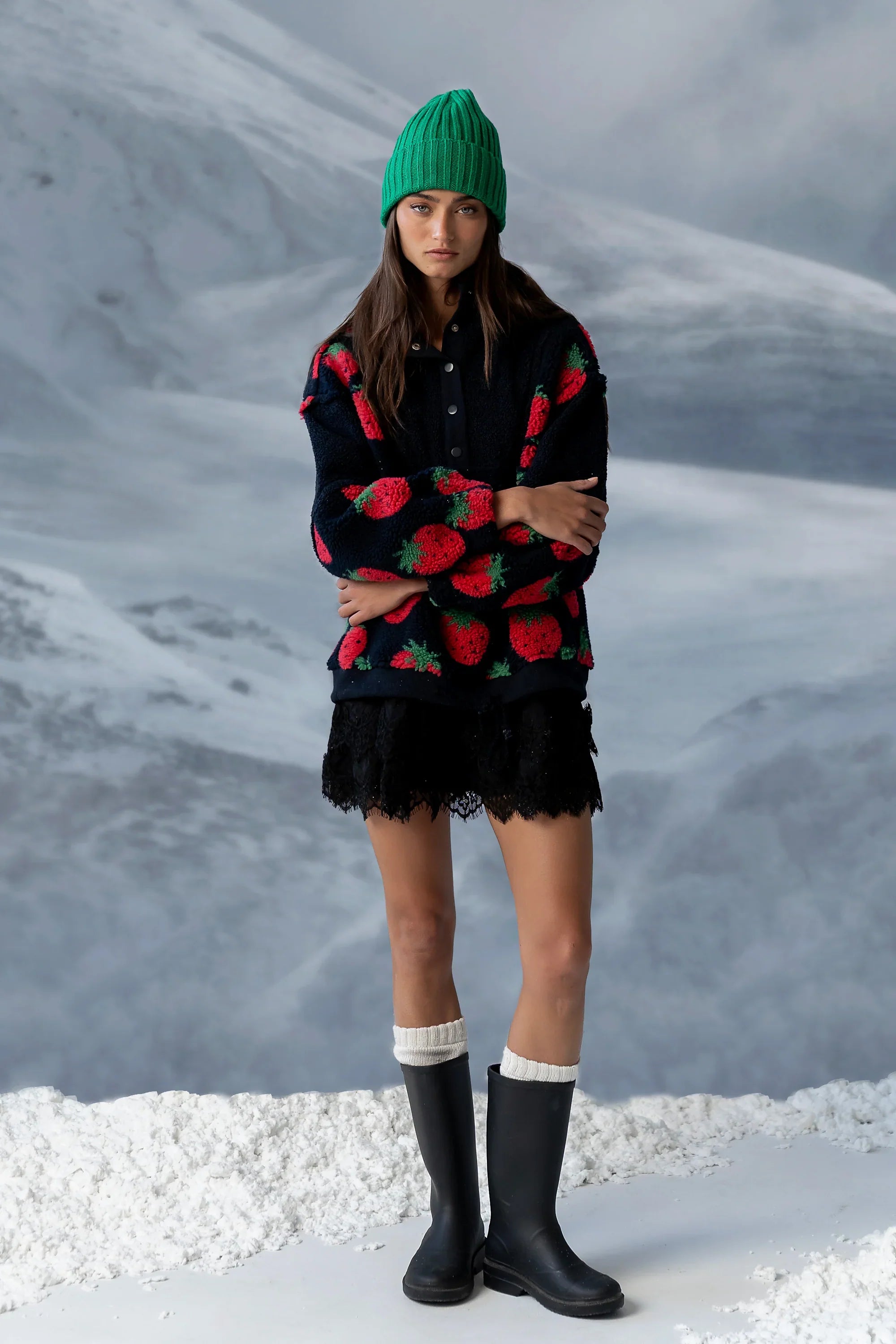 Maria Oversized Sherpa Jacket in Navy FINAL SALE