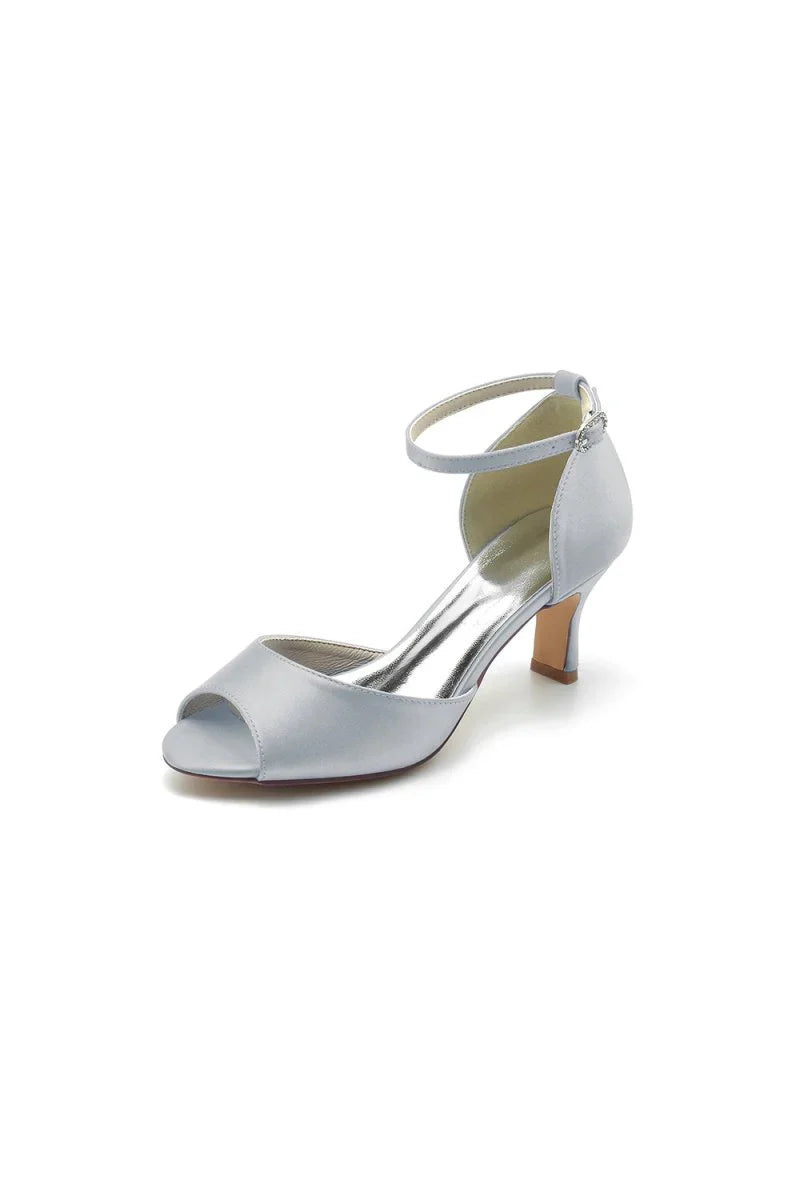 Peep Toe One strap Buckle Chunky Heel Pumps