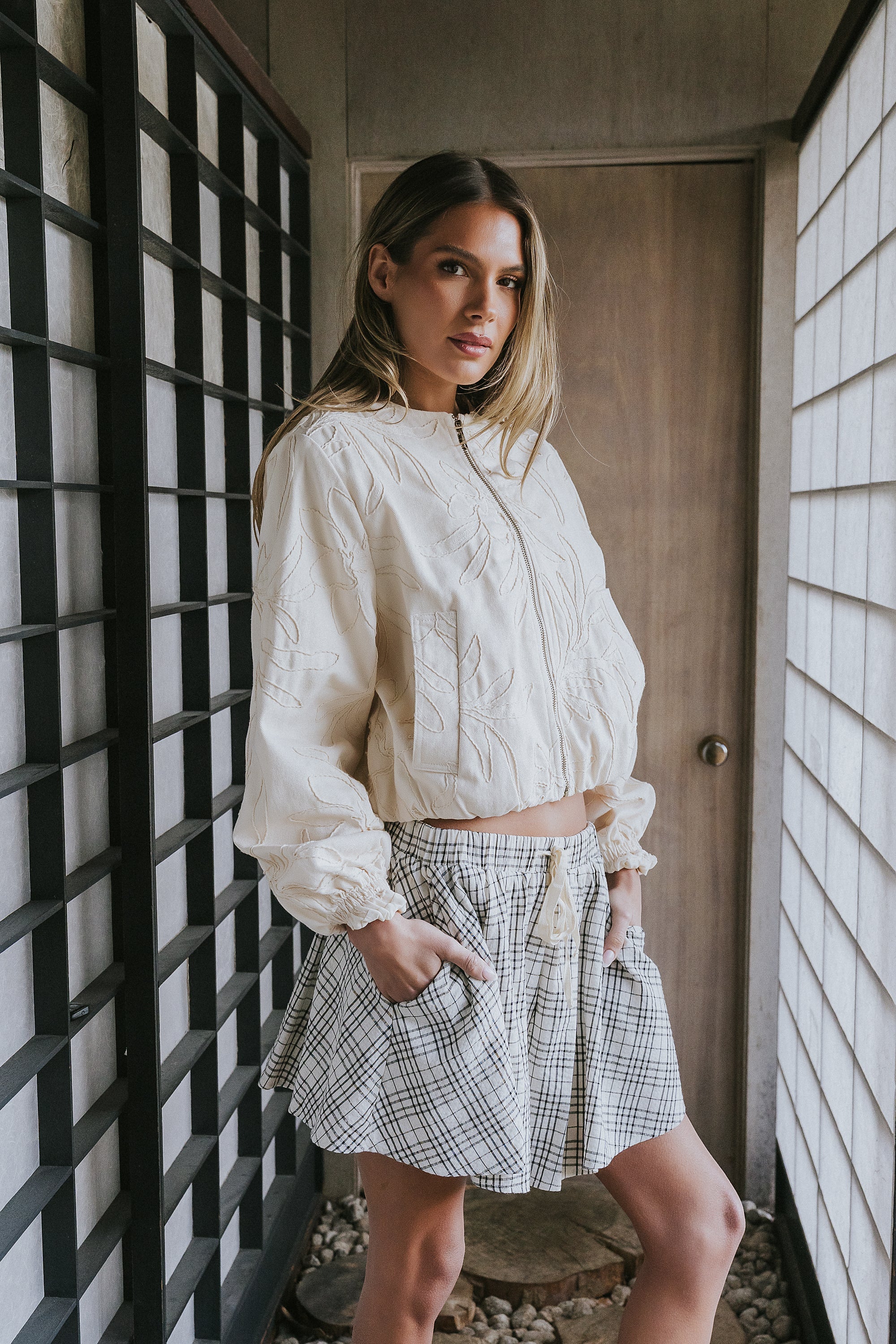Katherine Plaid Shorts in Black