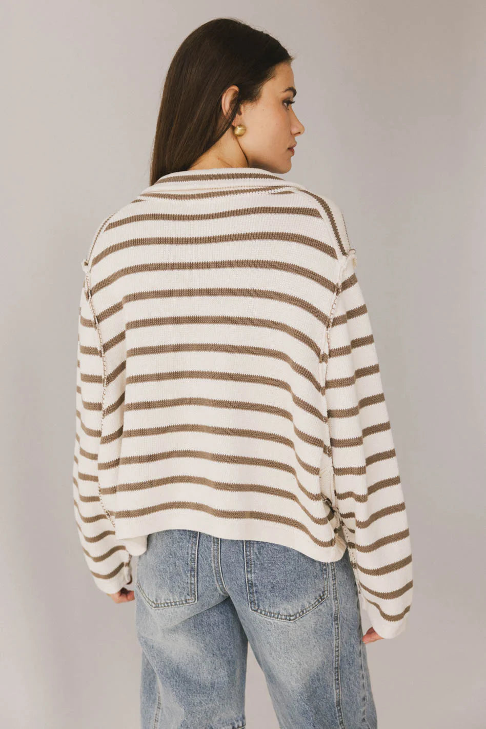 Harper Striped Cardigan in Olive FINAL SALE