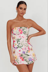 Gardenia Mini Dress Strapless Floral Embroidered Mini