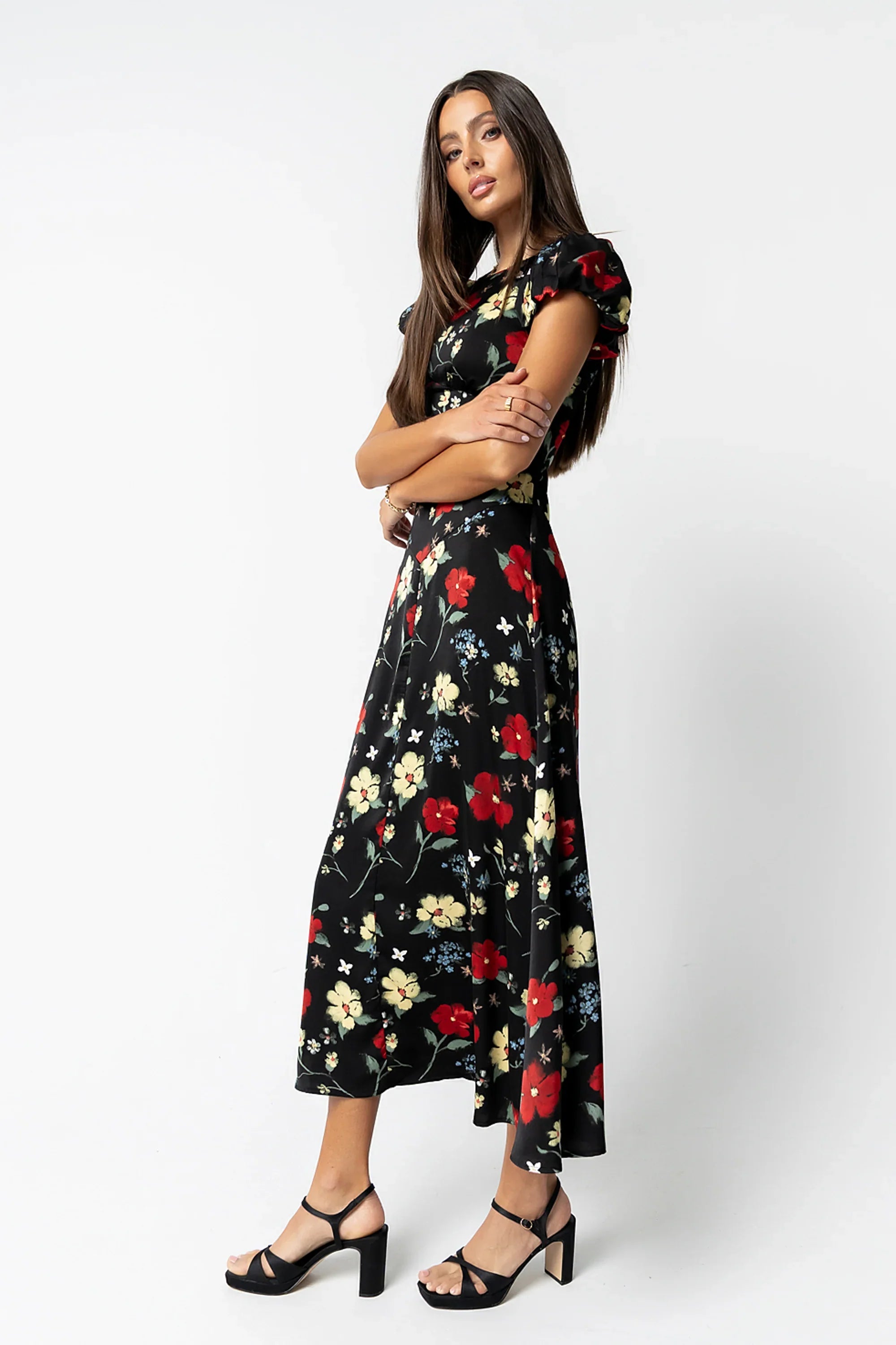 Jenna Floral Maxi Dress in Black
