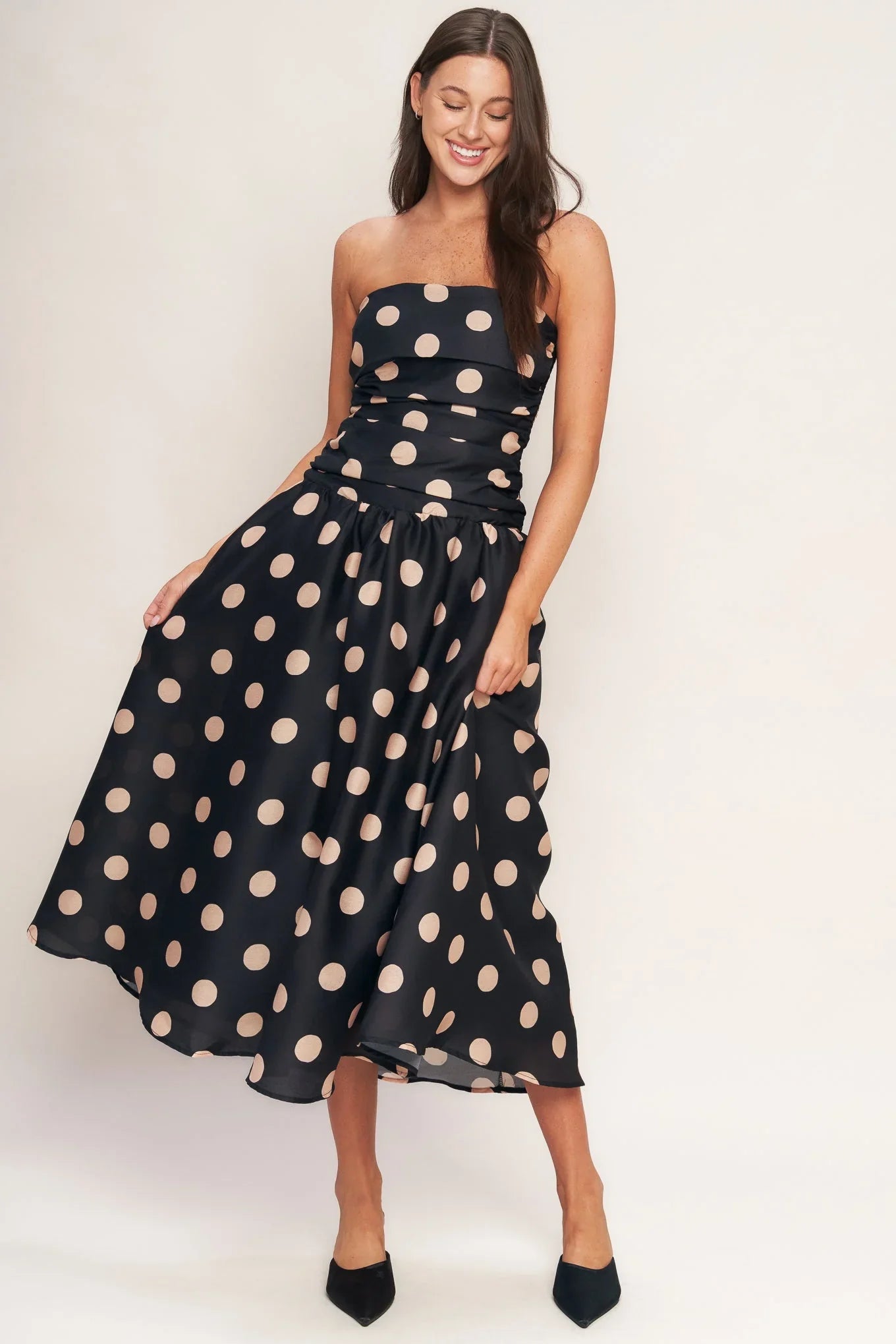 Size Medium SPOTLIGHT HOUR POLKA DOT MIDI DRESS FINAL SALE