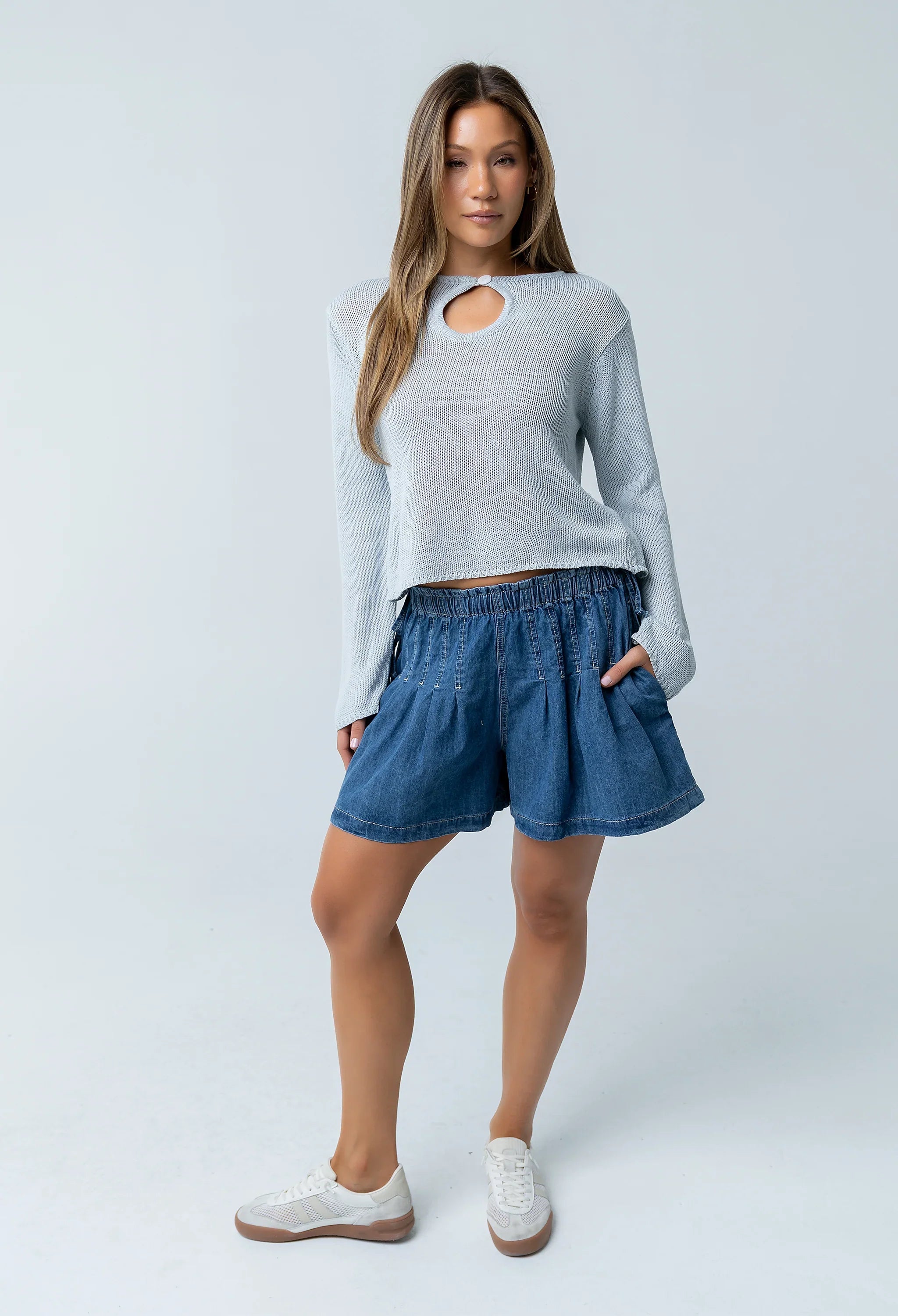 Reika Pleated Denim Shorts