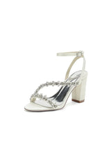 Rhinestone Beaded Ankle Straps Chunky Wedding Shoes