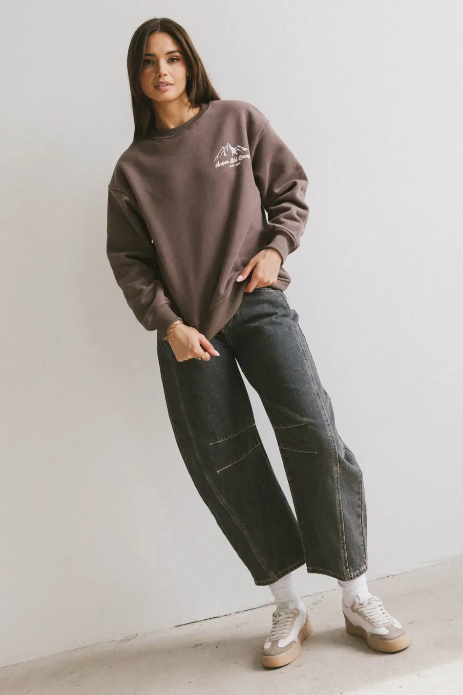 Aspen Ski Camp Crewneck in Brown FINAL SALE