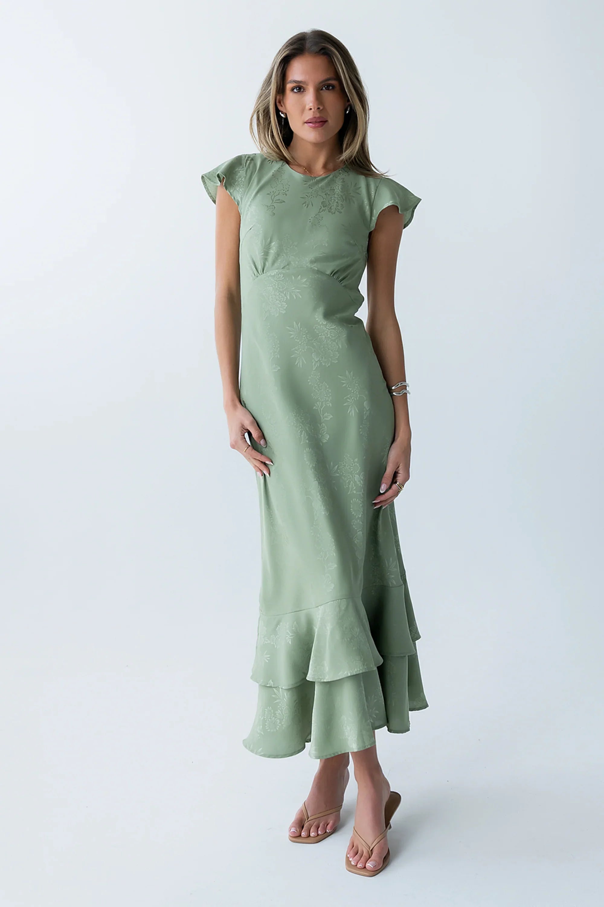 Mateo Floral Maxi Dress in Green