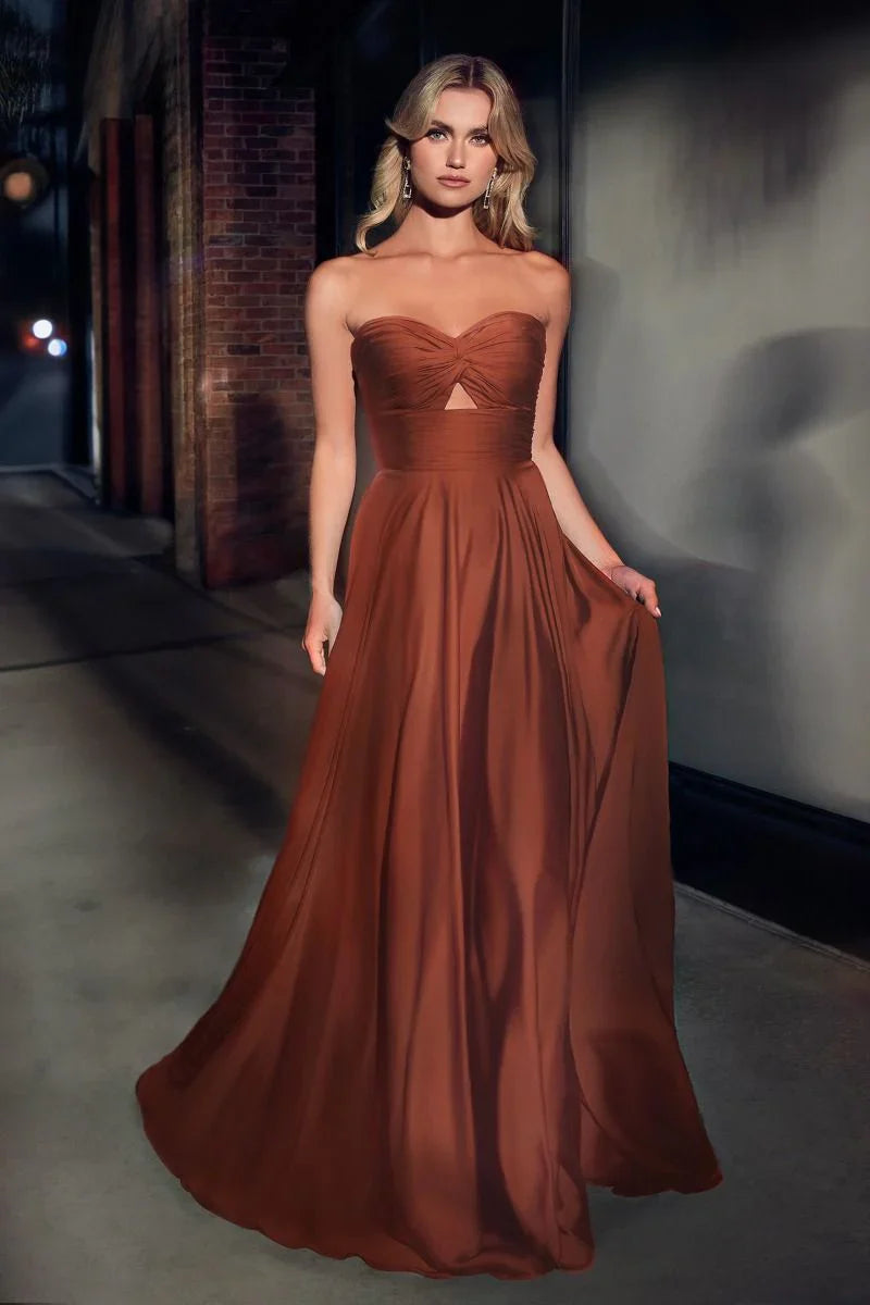 Madigan Gown STRAPLESS A LINE SOFT SATIN KEYHOLE DRESS