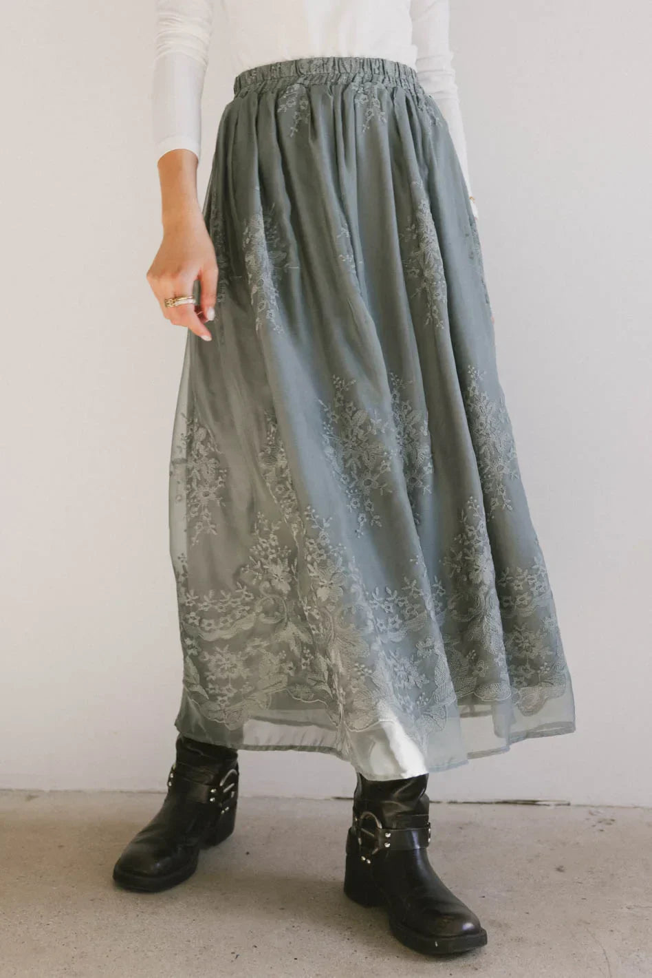 Grace Floral Tulle Skirt in Teal FINAL SALE