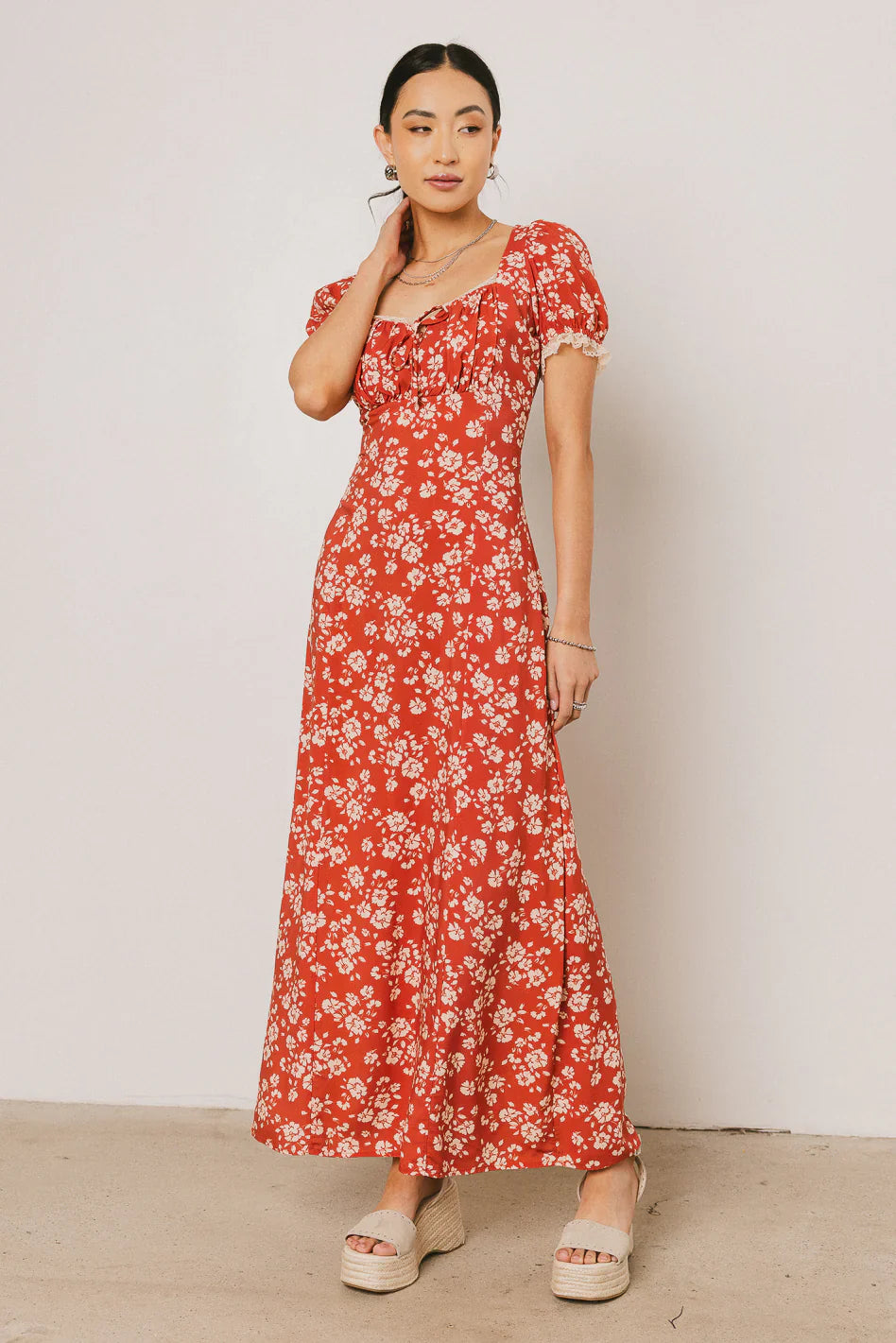 Camden Floral Maxi Dress in Rust