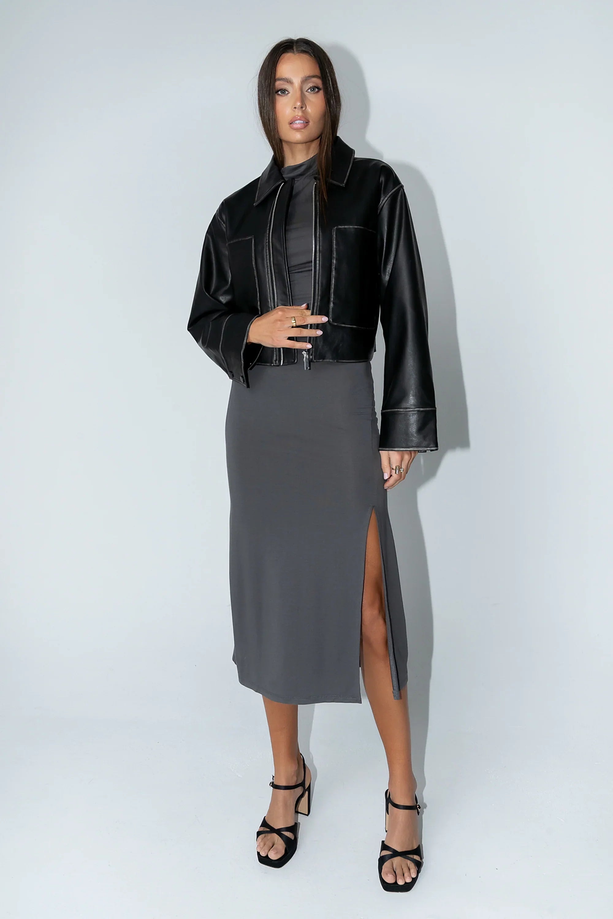 Jaymie Vegan Leather Jacket in Black FINAL SALE
