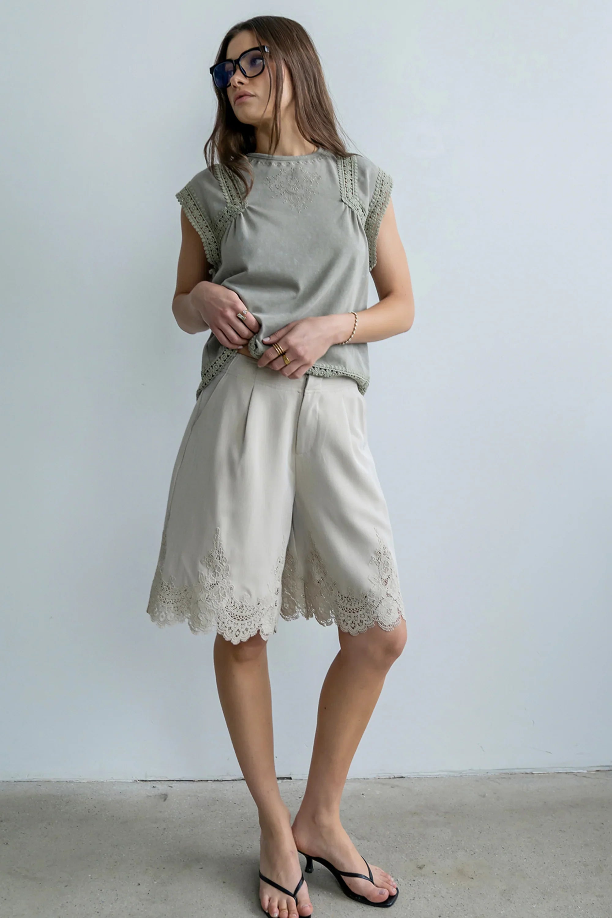 Maisey Embroidered Top in Green