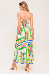 FLORAL HARMONY FLOWER PRINT MIDI DRESS WITH POCKETS