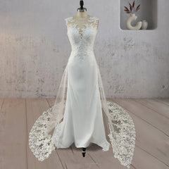 Mermaid Illusion Lace Appliqued Wedding Dress