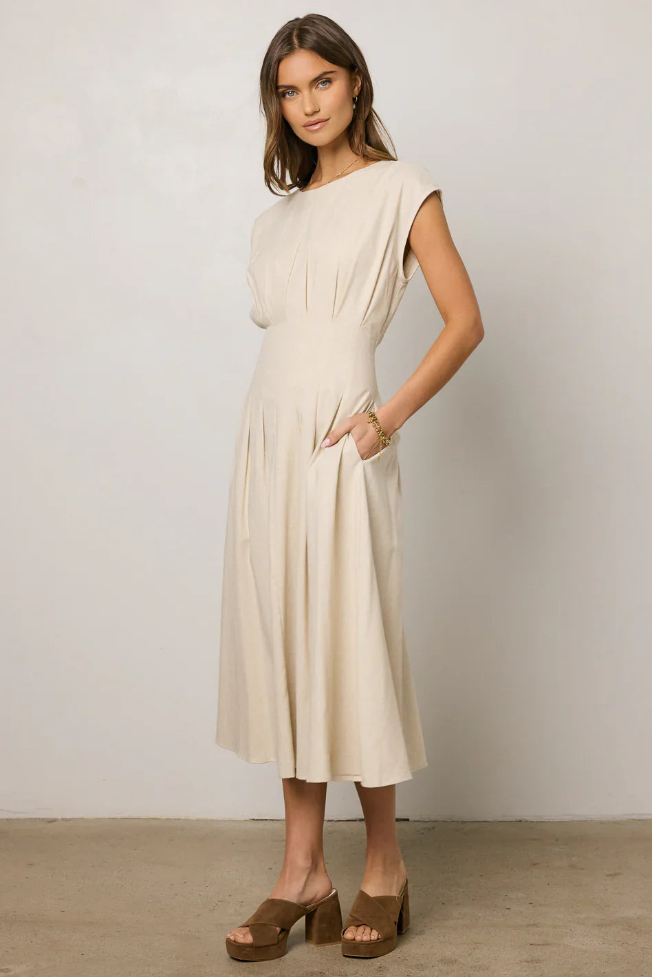 Isla Midi Dress in Oatmeal FINAL SALE
