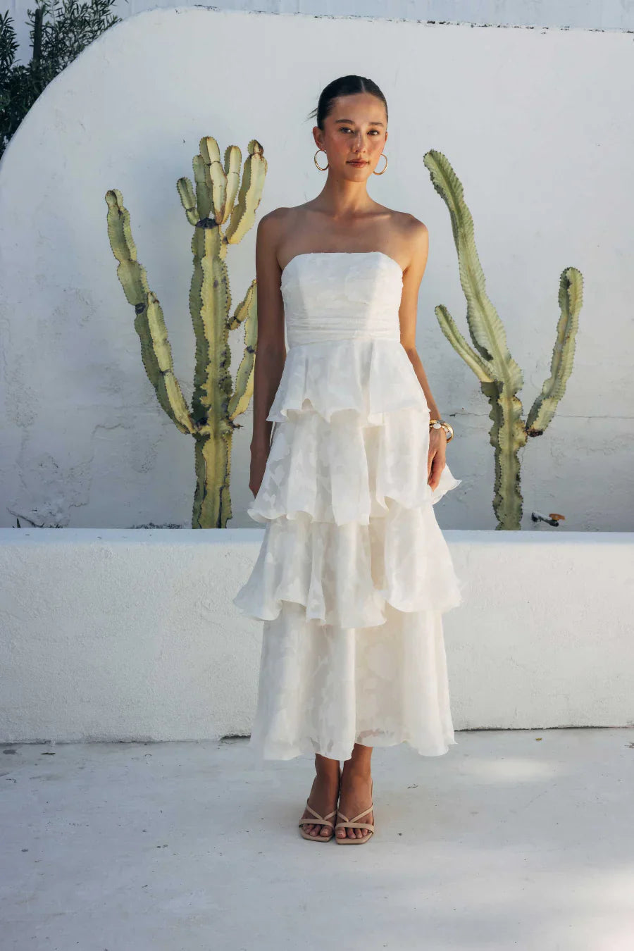 Paisley Tiered Ruffle Midi Dress