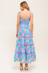 SOFT BLOOMS FLORAL MIDI DRESS BLUE