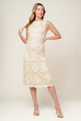 REBECCA LACE MIDI DRESS CREAM