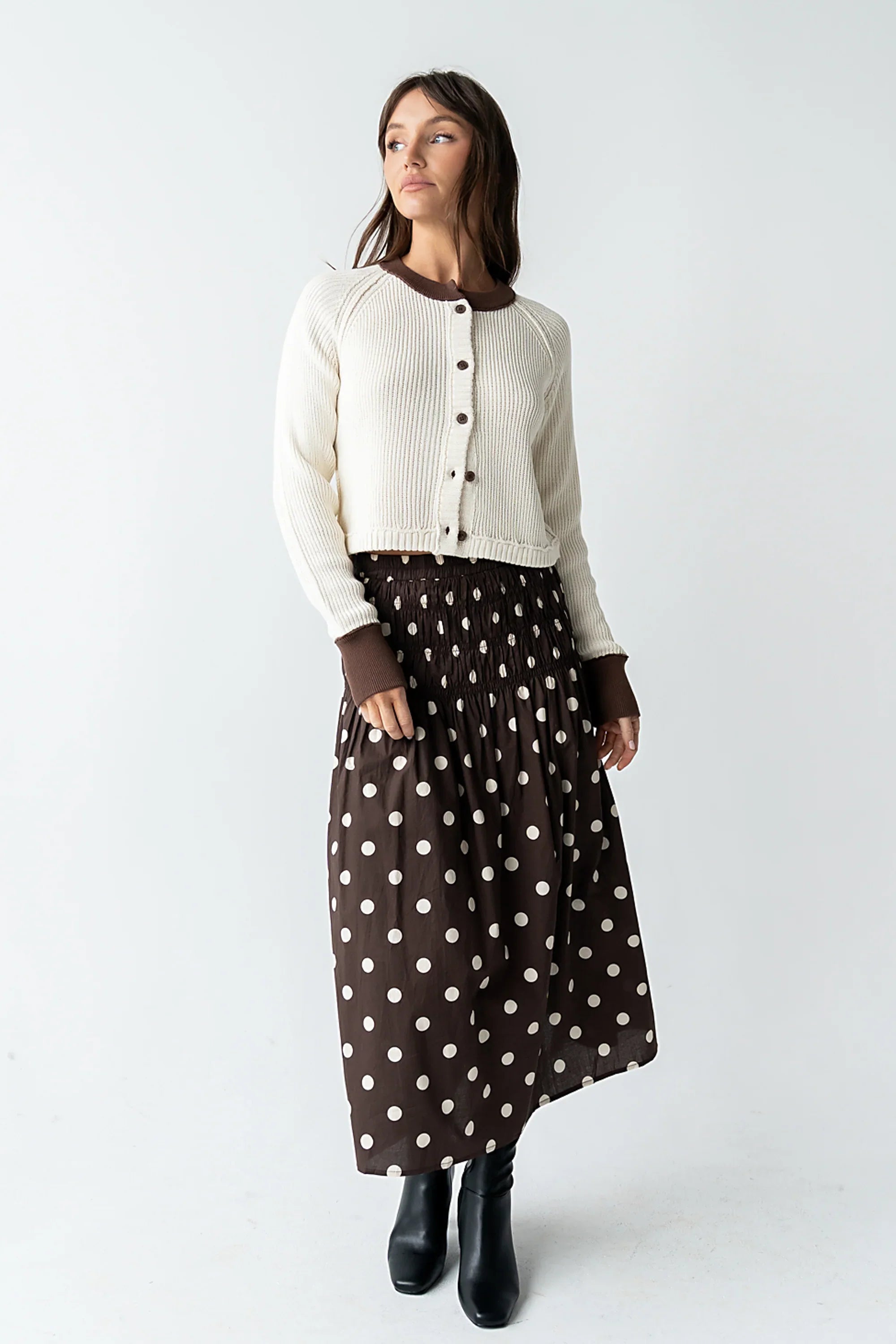 Ella Contrast Cardigan in Cream