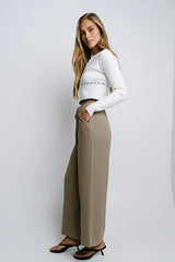Salma Wide Leg Pants in Taupe