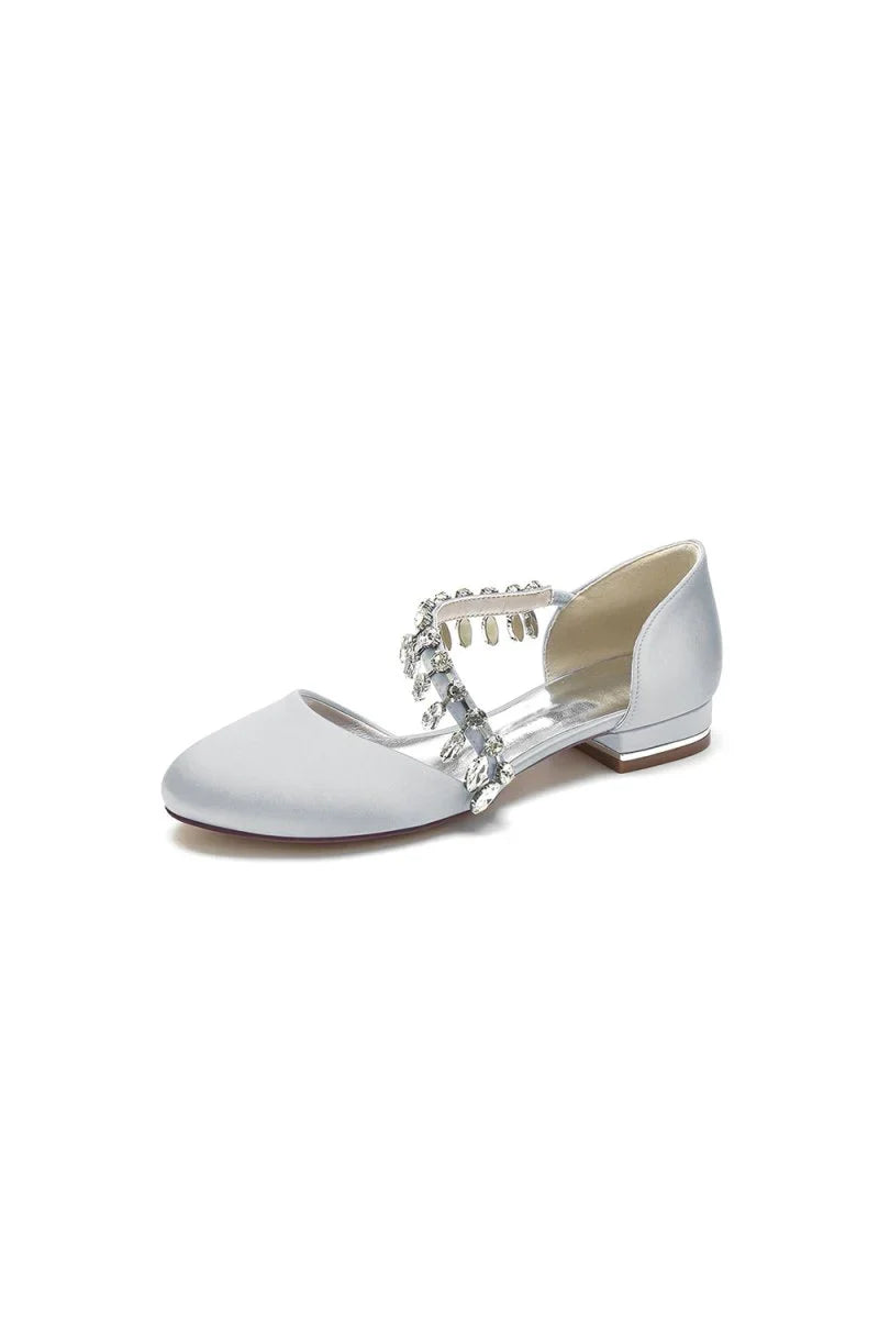 Crystal Strap Round Toe Flats