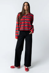 Mariah Striped Cardigan in Red FINAL SALE
