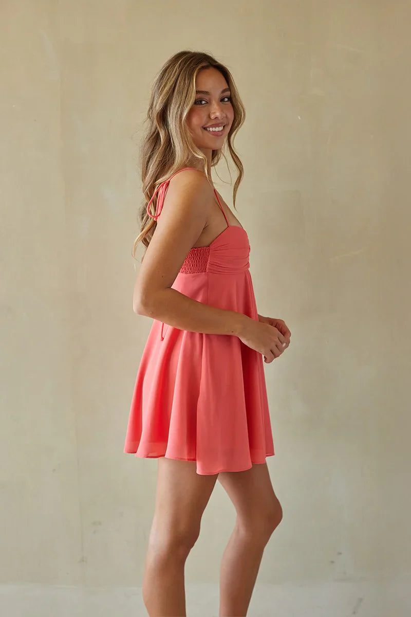 May Tie Strap Chiffon Mini Dress