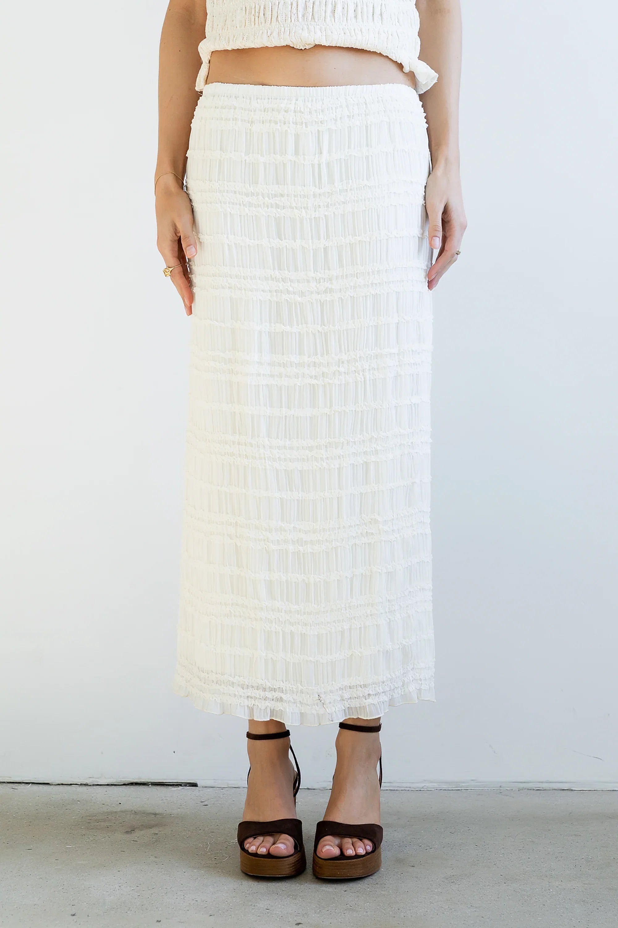 Marcus Chiffon Maxi Skirt in Cream