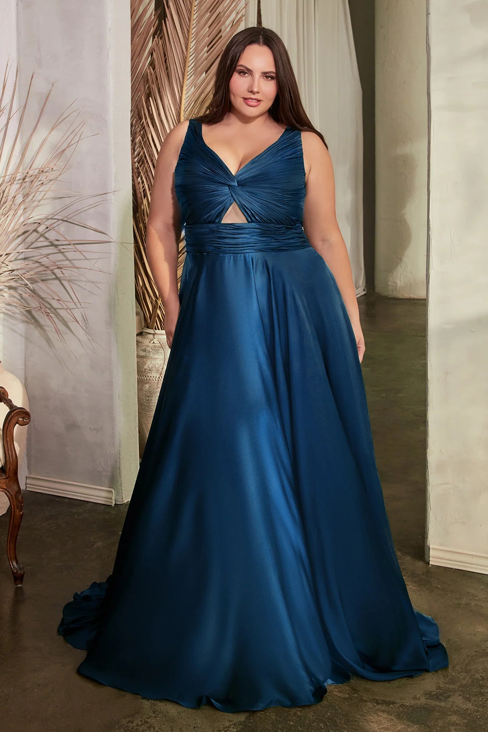 Marlena Gown A Line Keyhole Soft Satin Dress