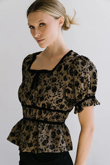 Tallie Floral Blouse in Mocha FINAL SALE