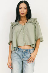 Potter Lace Blouse in Sage FINAL SALE