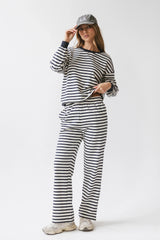 Taya Striped Wide Leg Pants in Navy FINAL SALE