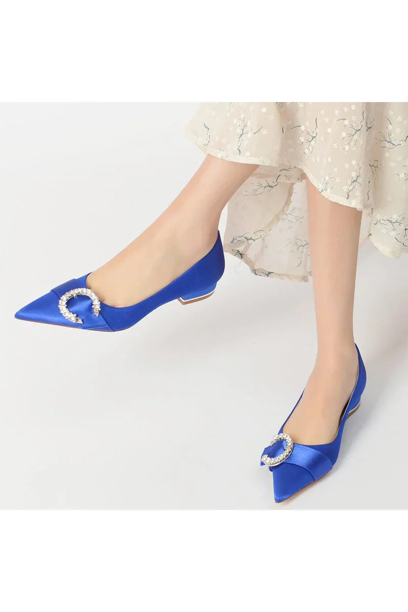 Beading Pointed Toe Kitten Heels