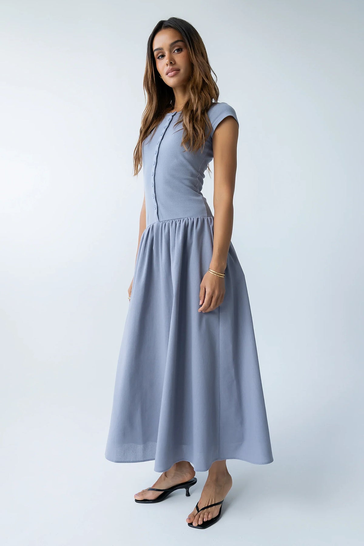 Bailee Maxi Dress in Slate Blue