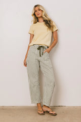 Jocelyn Barrel Jeans in Green Stripe FINAL SALE