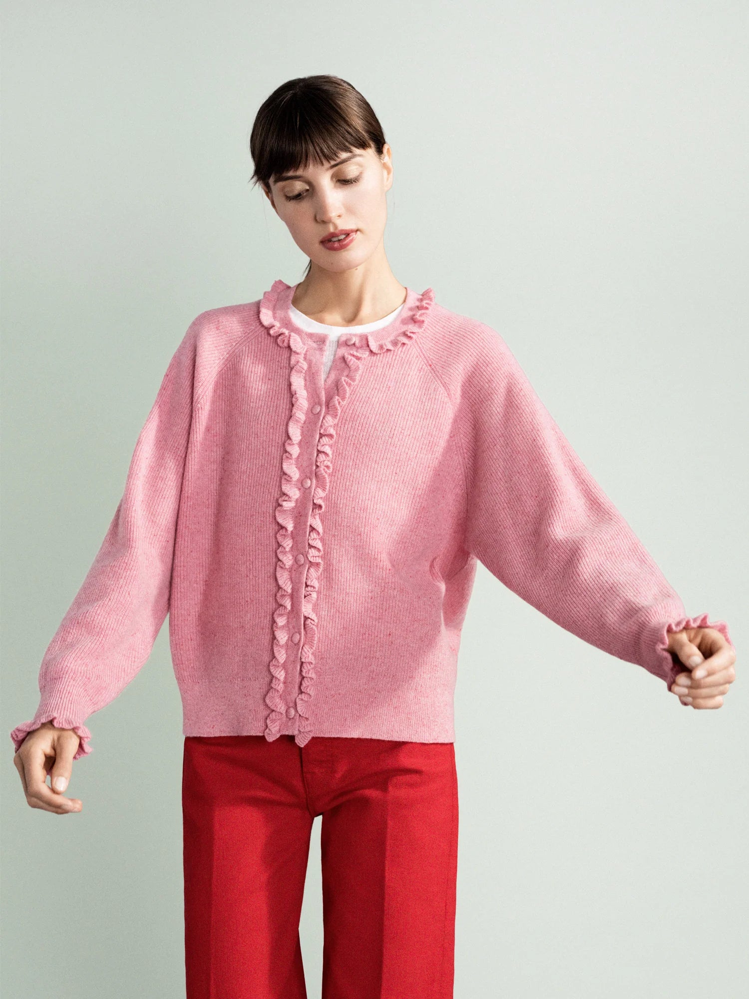 Cashmere Wilder Ruffle Cardigan