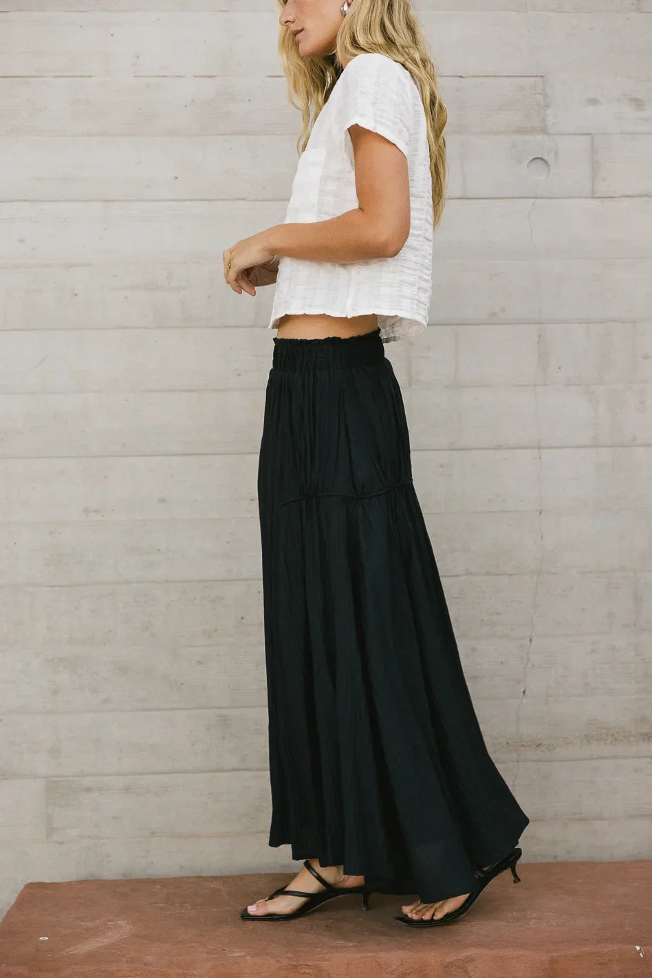 Phillipa Pleated Maxi Skirt in Navy FINAL SALE