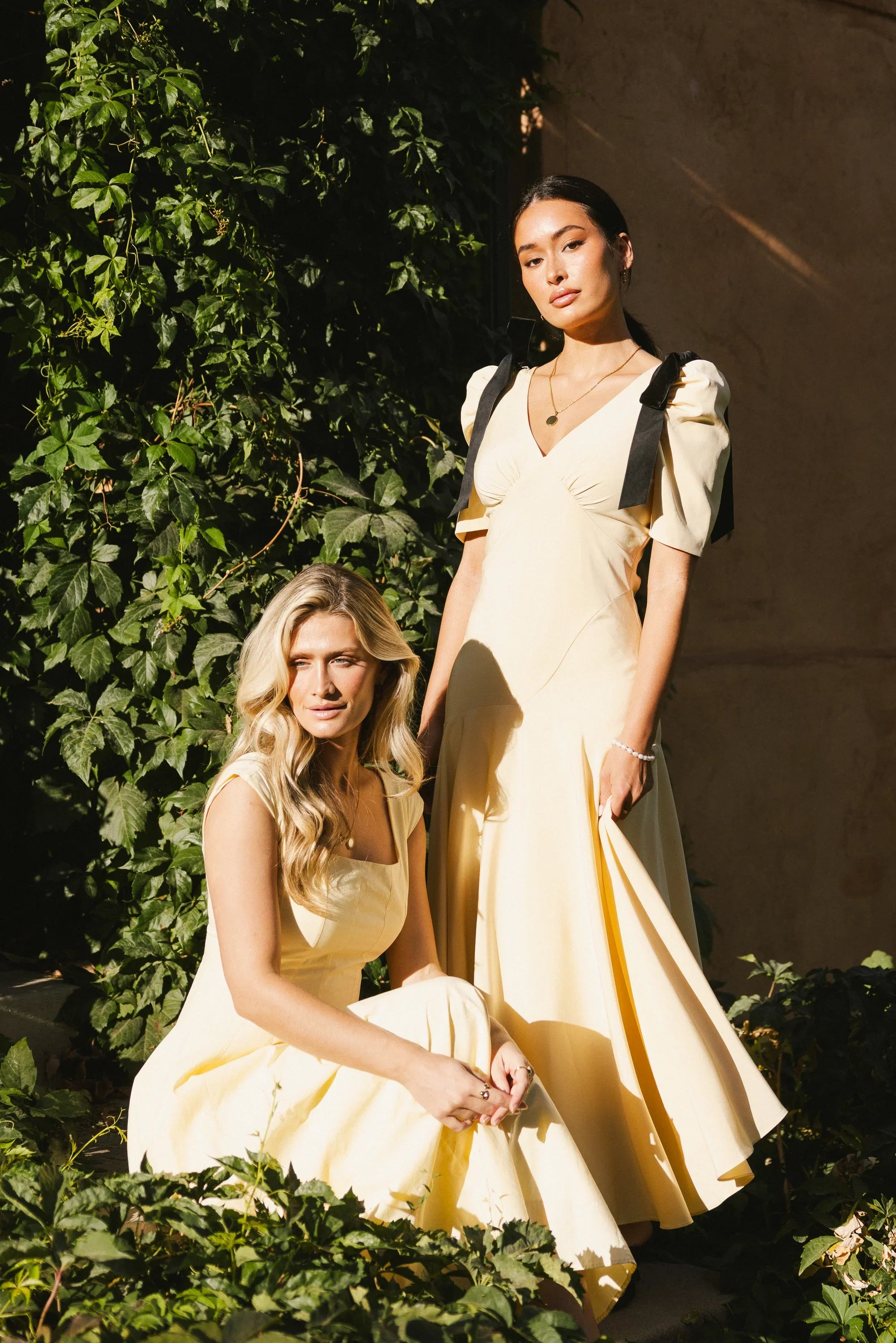 Nellie Drop Waist Maxi Dress in Yellow