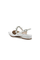 Crystal Strap Pointed Toe Low Heels